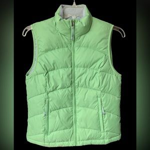 LL BEAN Womens Goose Down Puffer Vest Size SMALL Green